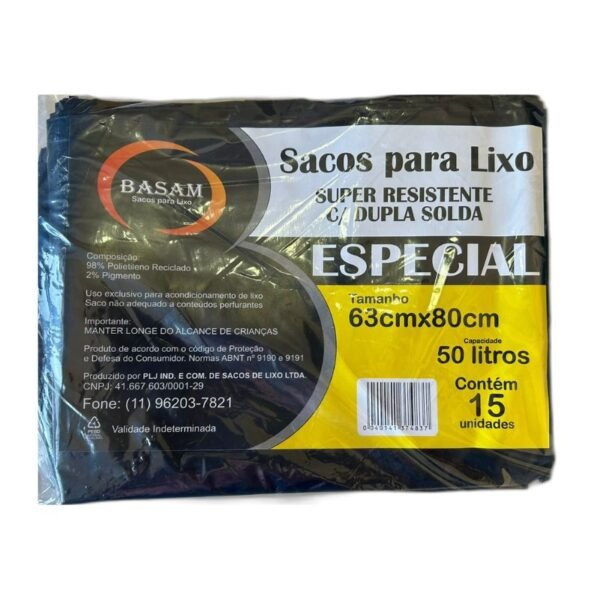 Saco para lixo 50 Litros - Reforçado - Fardo com 10 pacotes - Image 2