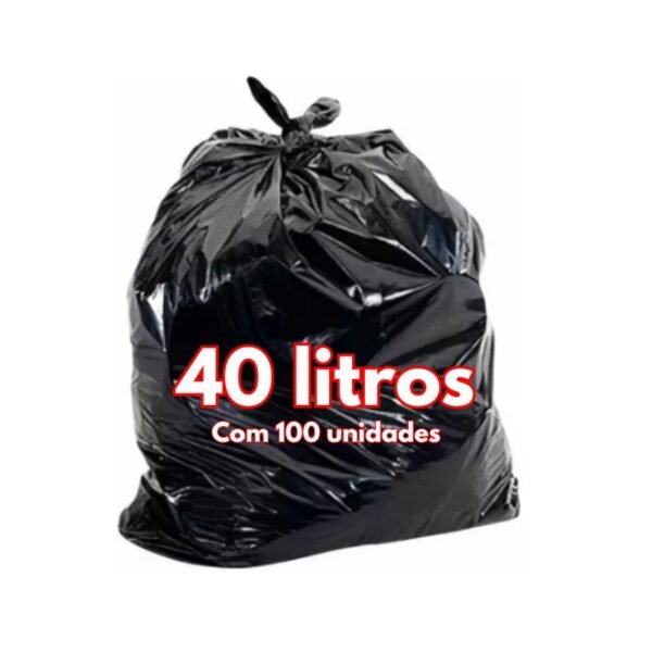 Saco para Lixo 40 litros preto -65x75 Pacote com 2,5 kg -  100 unidades