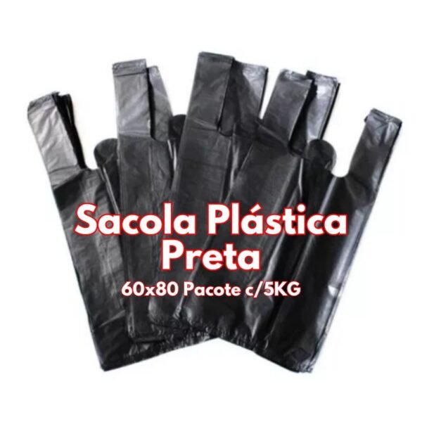 Sacola Plástica Preta - 60x80  Pacote 5KG