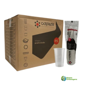 Copo 500ml Descartável Trasnparente Copaza Estriado Cx 1000 Und